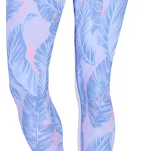 JIGERJOGER тропических листьев пальмы Печатных Высокое качество Высокая талия Капри Леггинсы для женщин 7/8 Йога шорты брюки девочек баланс