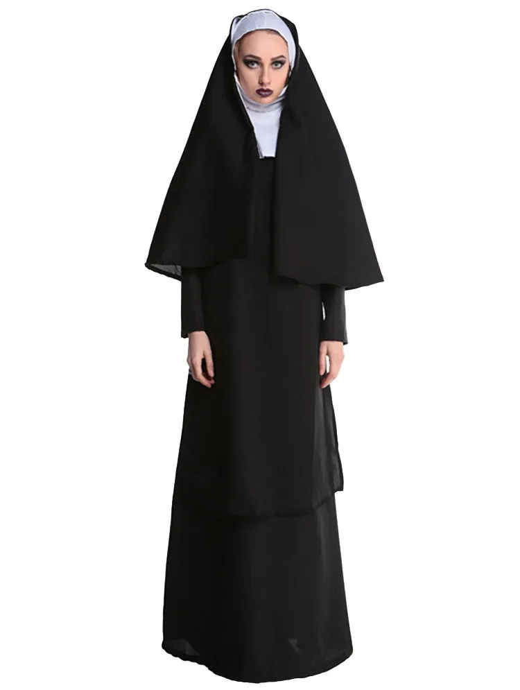 Взрослый костюм для Хеллоуина, мужской костюм для причастия и леди, костюм для сестер и монахини, костюм для религиозного католичника