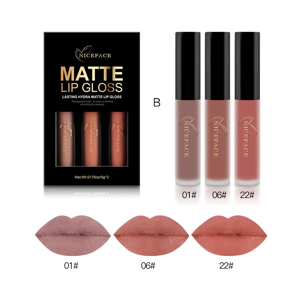 Хороший бренд для лица 3 шт./лот Матовая жидкая помада Губы Maquillage сексуальная женщина labiales матовая губная помада телесного цвета Блеск для губ Набор для губ