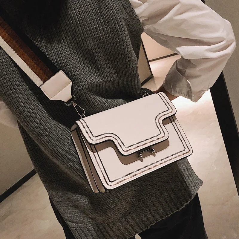 Embroidered Designer Handbags For Women With Wide Shoulder Strap Ladies Small Flap Bag Ladies Shoulder Messenger Bag Handbag