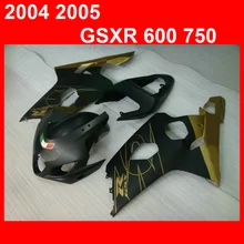 Новые горячие детали кузова обтекатели для Suzuki GSXR 600 750 04 05 черное золото мотоцикл обтекатель комплект GSXR750 2004 2005 YN39