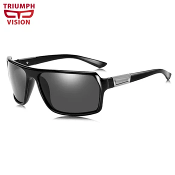 

TRIUMPH VISION Black Wrap Sunglasses for Men Driver Anti Glare Polarized Shades Fashion Sun Glasses Windproof UV400 Protection