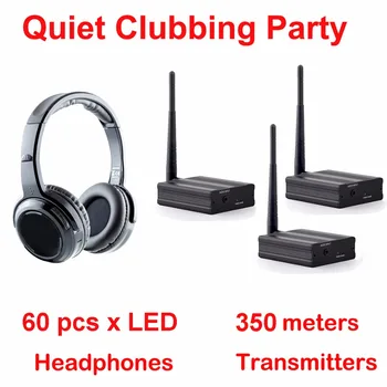 Silent Disco complete system 350m led wireless headphones - Quiet Clubbing Party Bundle (60 Headphones + 3Transmitters) Silent Disco complete system 350m led wireless headphones - Quiet Clubbing Party Bundle (60 Headphones + 3Transmitters)