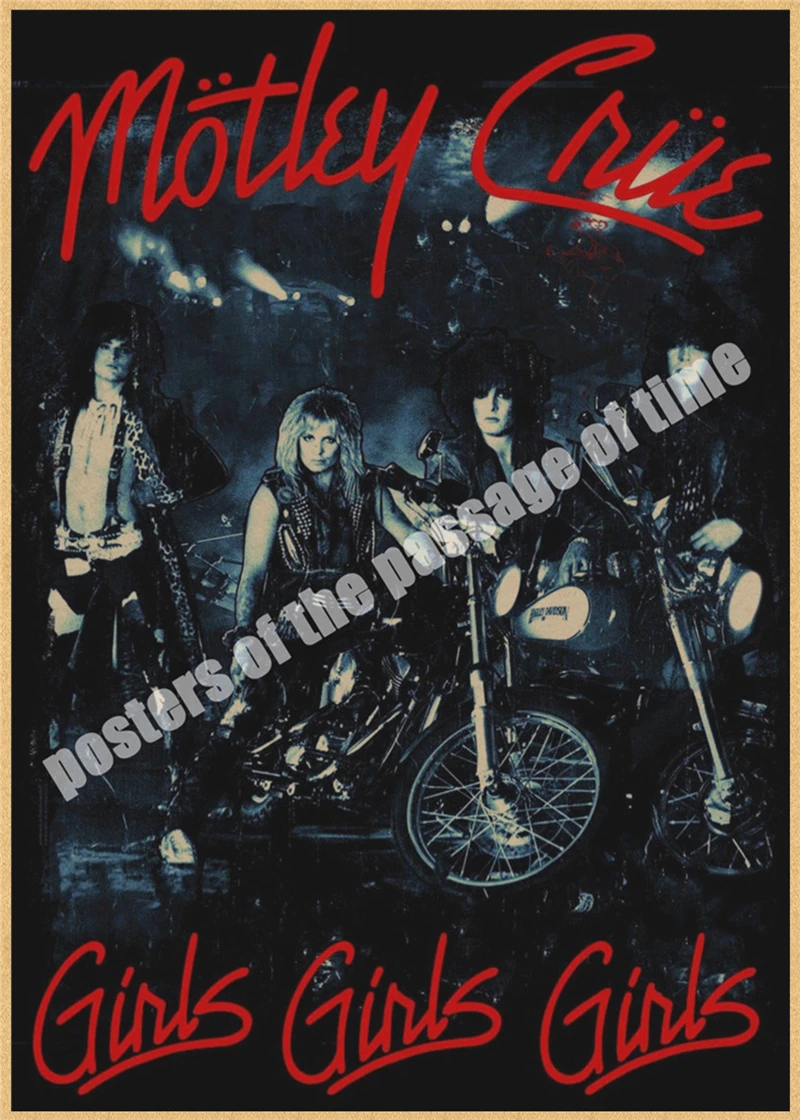 Motley Crue винтажная Ретро рок-группа музыкальная гитара матовая крафт-бумага античный плакат Настенная Наклейка домашний декор