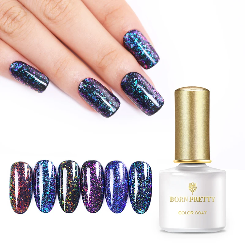 

BORN PRETTY Chameleon Gel Nail Polish Glitter Sequins Soak Off UV Gel Polish Nail Varnish Colorful Manicure Black Base Needed