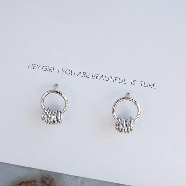 circles earrings 100% 925 Sterling silver Jewelry fashion Hypoallergenic Stud earrings for women gift