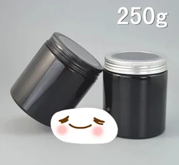 

2017 New 100pcs 250g/ml Black Plastic Empty Packaging Bottle Jar aluminum with window Lid Cream Honey Empty Cosmetic Containers