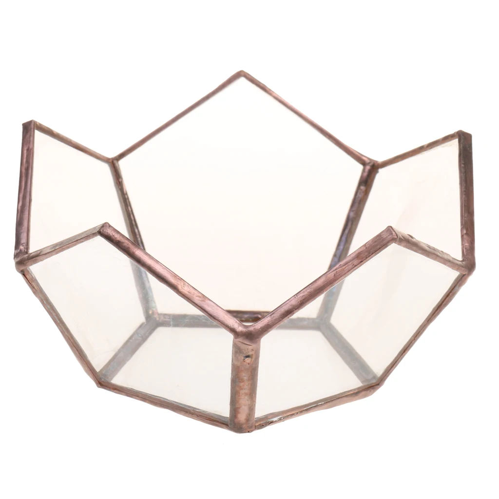 Modern Open Glass Metal Geometric Terrarium Succulent Indoor Planter Pot