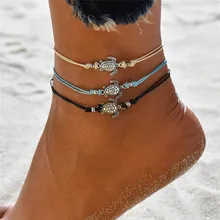 Фантазийная пляжная форма черепахи, очаровательные браслеты на щиколотке для женщин, браслет на лодыжке, женские сандалии на лодыжке, цепочка на ногу, ювелирное изделие