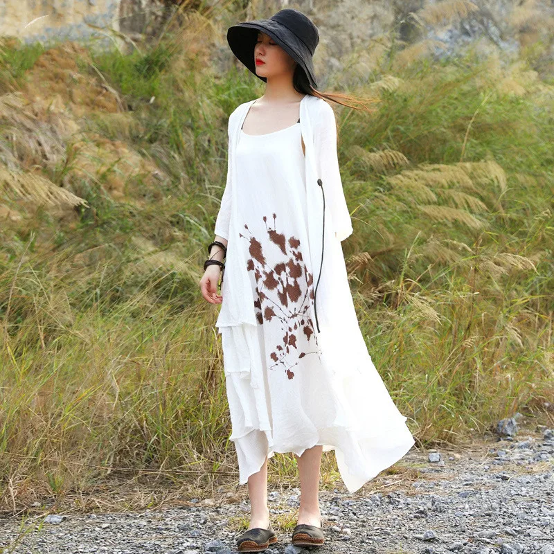 

Johnature 2019 New Spring Vintage Nine Quarter Trench Coat X-long V-neck Belt Skirt Solid Cotton National Style Women Trench