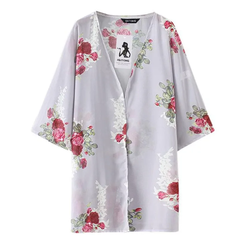 Модные женские свободные блузки кимоно популярный женский Летний шифоновый