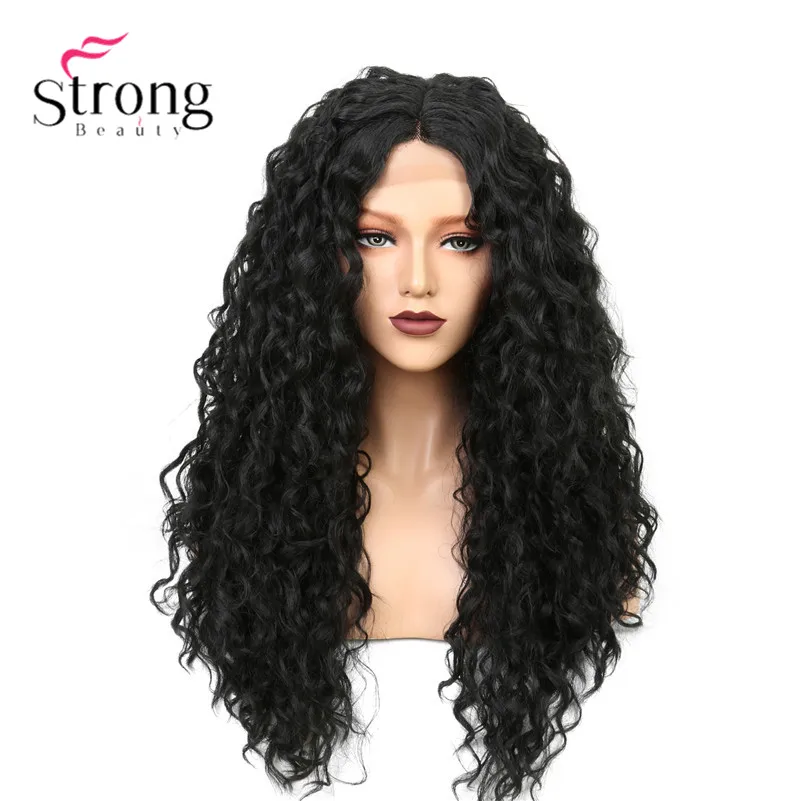 StrongBeauty синтетические волосы на кружеве парик длинные вьющиеся термостойкие/средний U часть спереди кружево натуральный черны