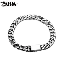 ZABRA 925 стерлингового серебра простая Глянцевая цепь звено браслет для мужчин женщин байкер ретро свадьба