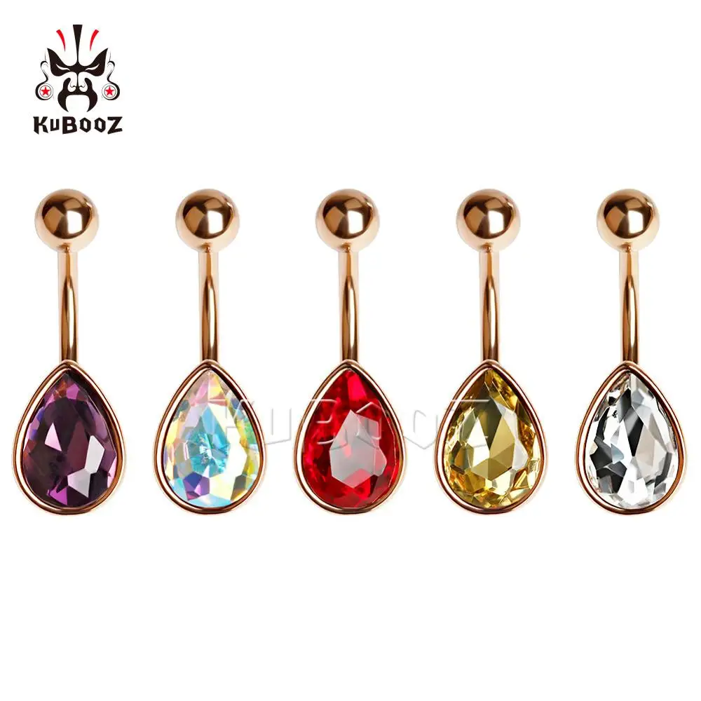 

KUBOOZ 5PCS Sexy Navel Belly Piercing Ring Button Teardrop Stainless Steel Body Jewelry Nombril Umbigo Women Fashion Gift