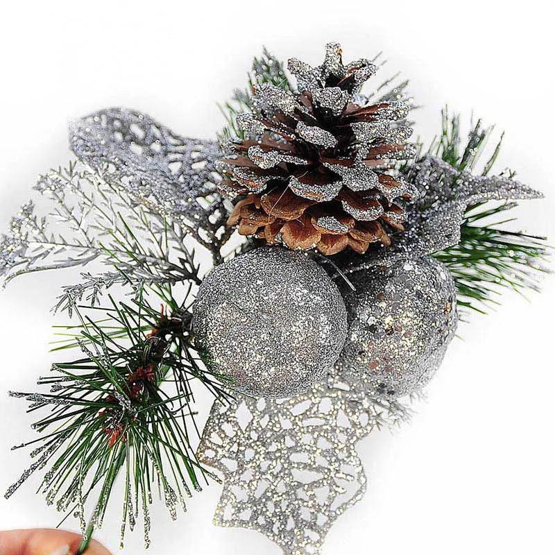 

23cm Christmas Tree Pine Needles Cones Decorations Home Party Cuttings Flowers Ornaments New Year Decoration Supplies NMR0126
