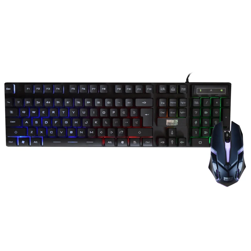 

Pccooler Gaming Office Keyboard And Mouse Combos 7 color light effect USB Interface Optical Mouse For Desktop Loptop Table