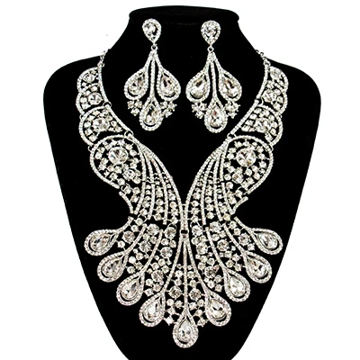 Роскошные индийские ювелирные изделия LAN дворца, Свадебные вечерние украшения, ожерелье и серьги - Окраска металла: silver