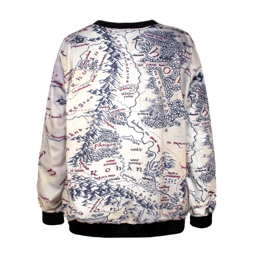 Fashion Lord Of The Rings Hoodie Middle Earth Map Punk Women