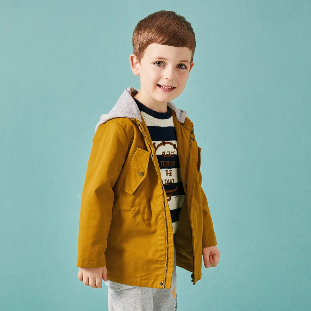 Balabala/куртка для мальчиков с шапкой, Детская куртка для малышей, одежда средней длины с рисунком на спине