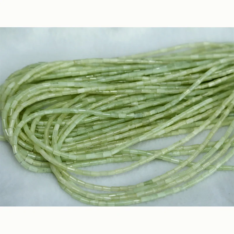 

Wholesale Natural Genuine New Green Jade Tube Loose Beads Barrel Column Beads Fit Jewelry DIY Necklace or Bracelets 15