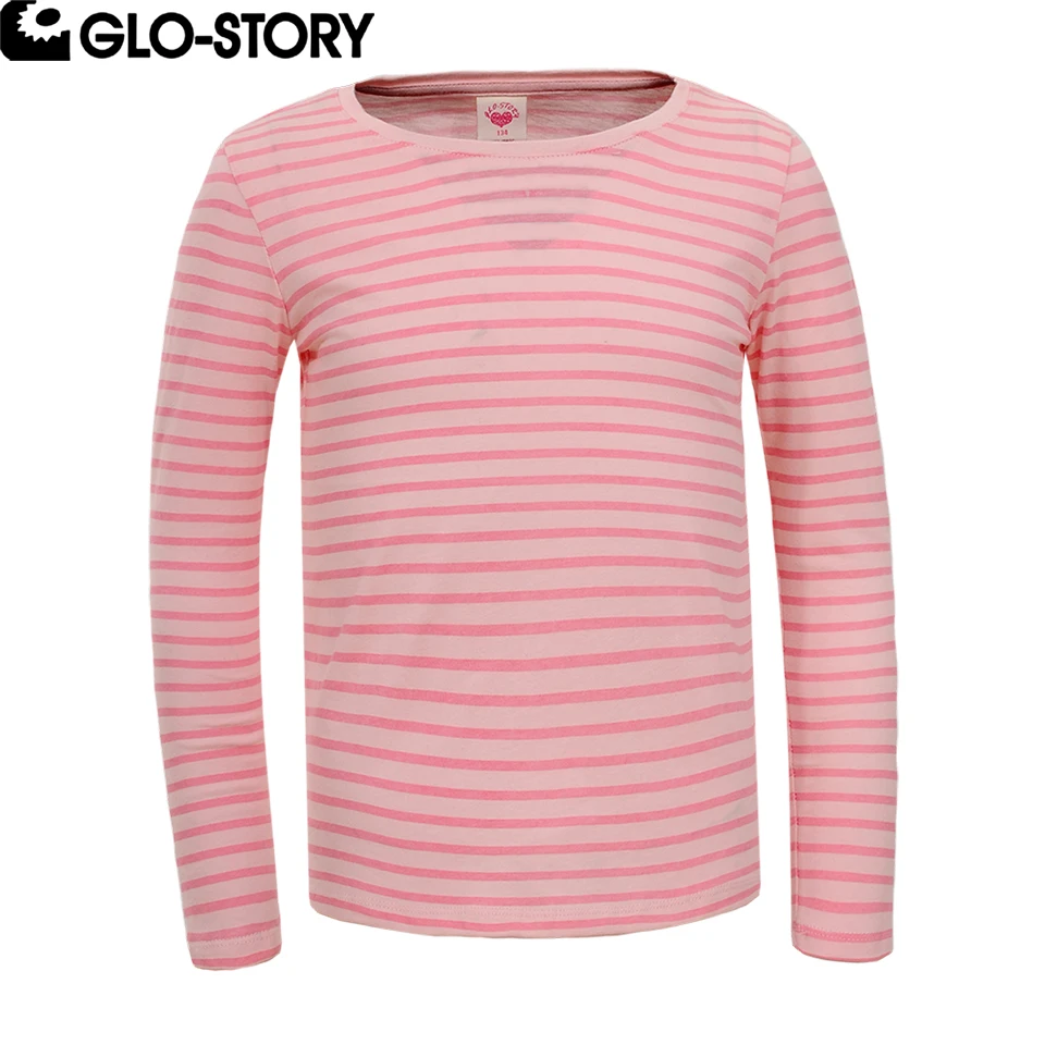 

GLO-STORY Kids Teens Clothes Kids Girls 2018 New Spring Long Sleeve Striped T-Shirt Tops GCX-4808