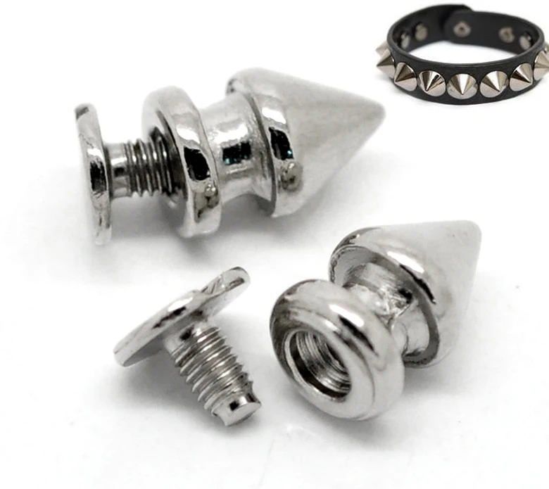 Free shipping 30 Sets Silver Tone Cone Bullet Spike Rivet Studs Spots