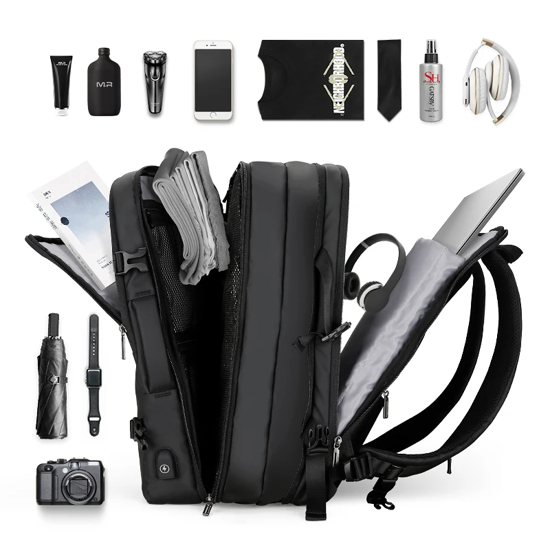 Mark Ryden Man Backpack Fit 17 Inch Laptop USB Charging Multi-layer Space Travel Bag Business Male Anti-Theft Mochila