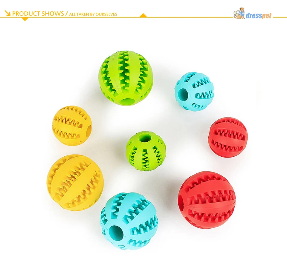 DRESSPET Pet Dog Toys Bite Resistant For Small Large Dogs Rubber Ball Molar Clean Teeth Feeding Elastic Interactive Chewing Toy (3)