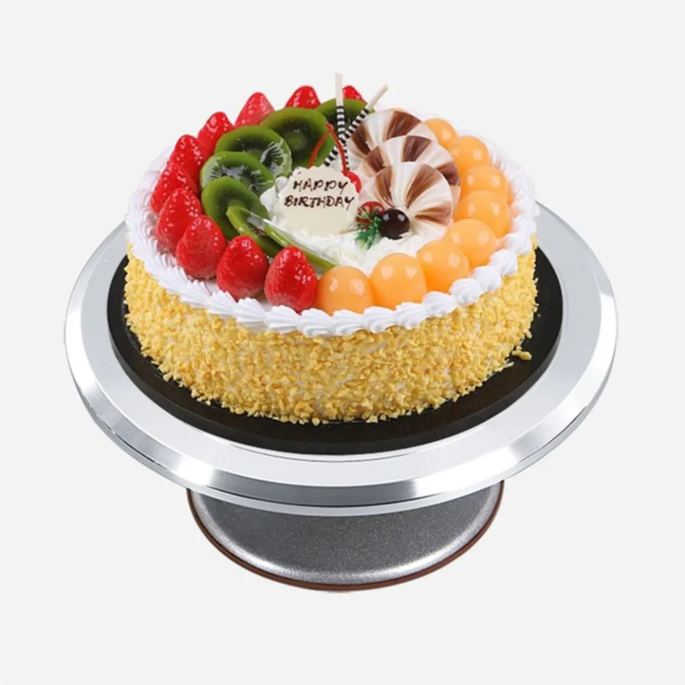 

Rotating Stainless Steel Cake Swivel Plate Round Cake Platform With Silicone Base Durable Revolving Decoration Stand