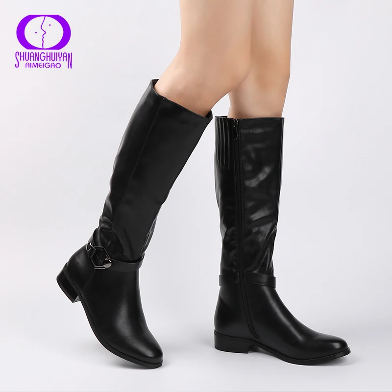 Kopen AIMEIGAO Hoge Kwaliteit Knie Hoge Laarzen Vrouwen Zacht Leer Knie Winter Laarzen Comfortabel Warm Bont Vrouwen Lange Laarzen Schoenen