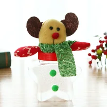 Christmas Snowman Plastic Candy Container Decorative Candy Jars Holiday Decor Christmas Gift Santa Claus Snowman Tree Toy Doll cute holiday snowman doll lint cellucotton toy for christmas white red