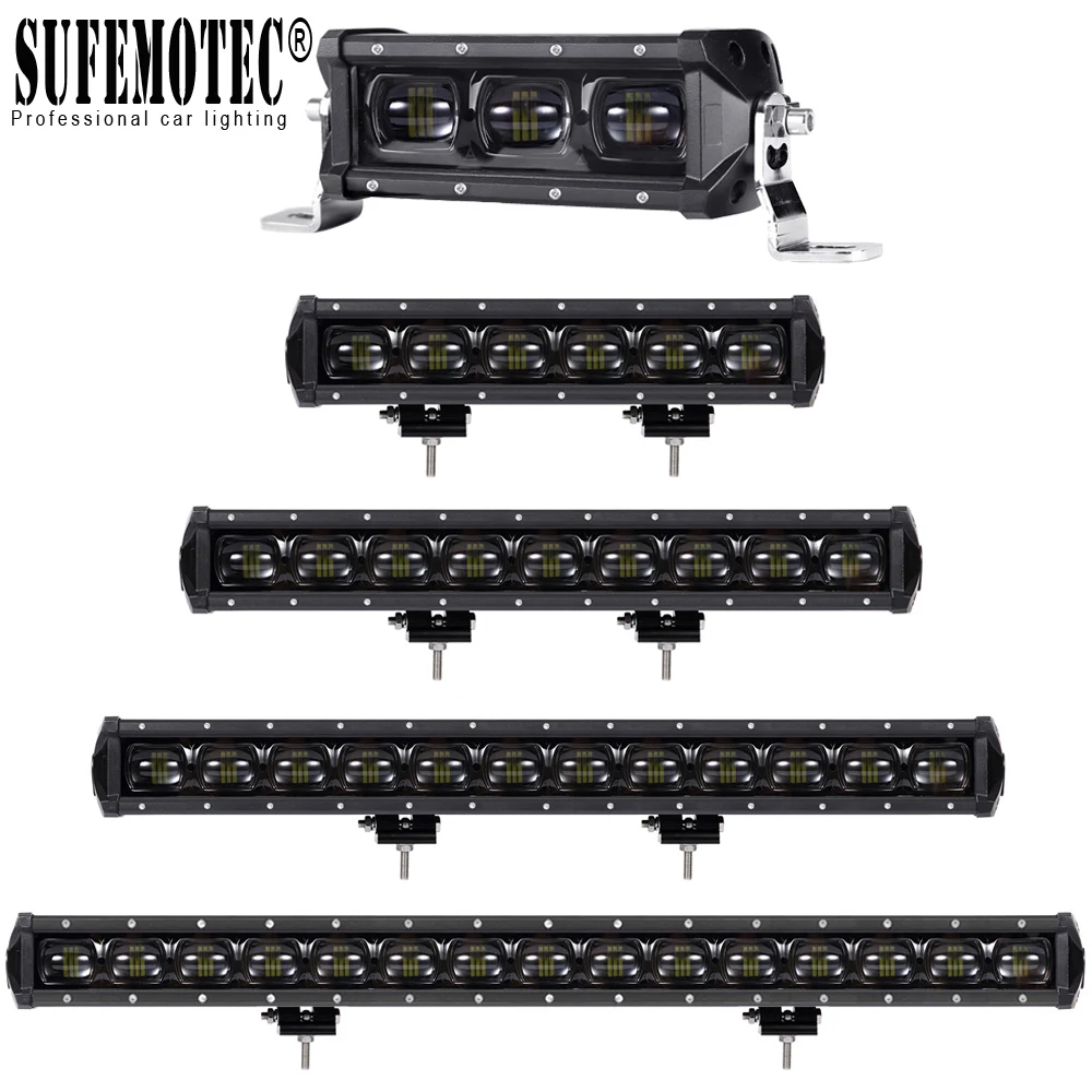 Najtaniej 6D obiektyw pojedynczy rząd led 4x4 Offroad robocza listwa oświetleniowa do Off road 4WD ciężarówki SUV ATV 12V 24V przyczepa motocykl samochód lampy zewnętrzne
