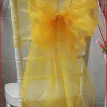 № 64 Оранжевый Желтый Органзы Кресло Вытяжки/Председатель Шапки/Крышка Стула Sash Для Свадьбы Event& Партии& главная& Банкетный Украшения Текстильных