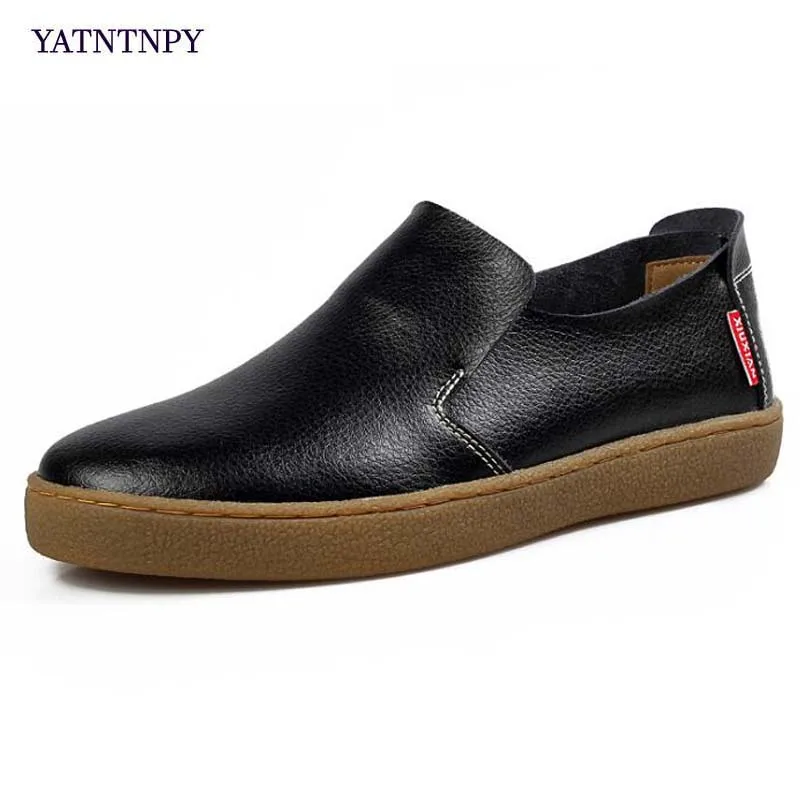 

YATNTNPY Fashion Men Casual Shoes Soft Genuine Slipt Leather Man Shoes Comfortable platform Loafers man slip-on sneaker Moccasin
