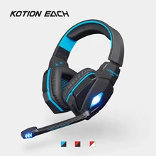 Kotion каждый G4000 игровая гарнитура 2.2 м стерео звук проводных наушников w/микрофон светодиодный Шум снижение для смартфонов ПК компьютер