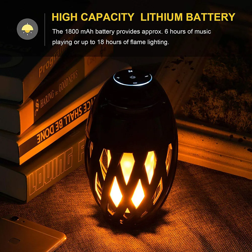 Bluetooth динамик USB зарядка Led пламя огни атмосфера настольная лампа музыка ночник