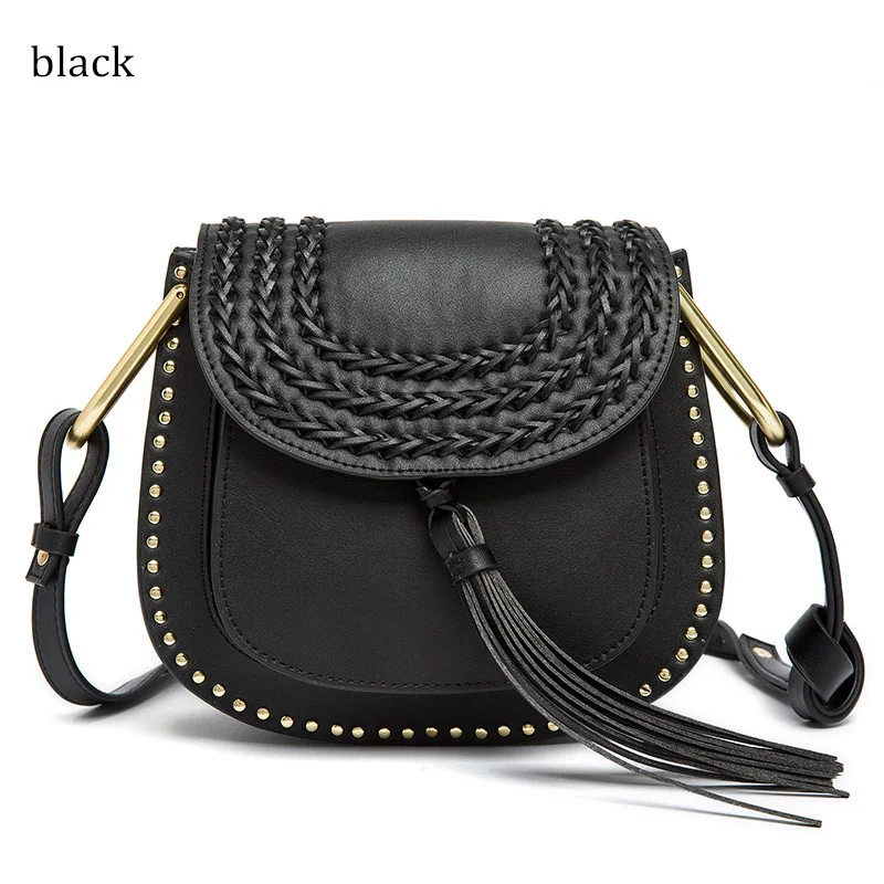 Vvmi brand 2016 women messenger handbags classic vintage tassel woven saddle weave single shoulder crossbody bags chic lady bag