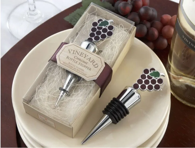 

wedding favor gift and giveaways for man guest-- "Vineyard Select" Enamel and Chrome Bottle Stopper party souvenir 10pcs/lot