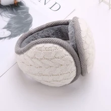 Модные складные вязаные наушники унисекс, зимние теплые бархатные наушники для женщин и мужчин, вязаные наушники для взрослых, вязаные наушники