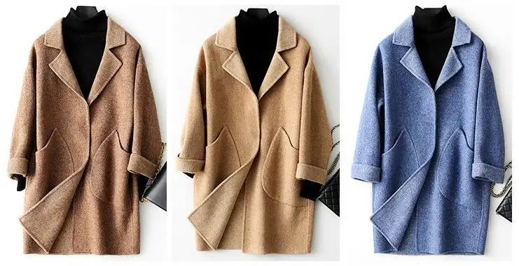 Модное Длинное двойное шерстяное пальто Женская Зимняя Куртка Свободная Новое поступление 13 цветов S, M, L