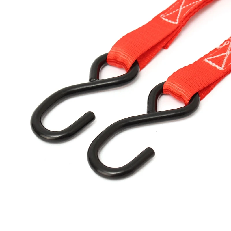 2PCS 1Inch 10Ft Ratchet Tie Down With 2Pcs S Hook Cargo Lashing Strap Tensioner Hauling Truck 800kg 3meter