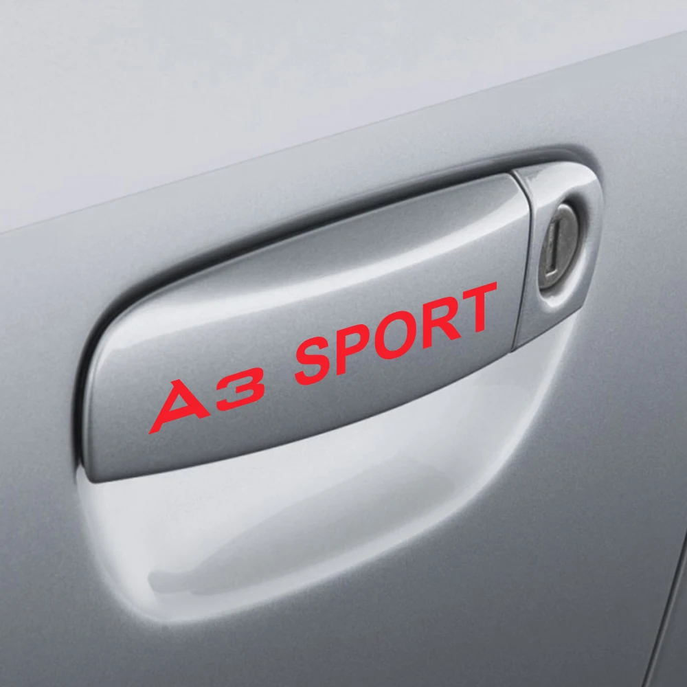 

4PCS/Set Car Door Handle Decals Auto Handle Decoration Sports Stickers For Audi A3 8P 8V 8L Captivating Stickers Car Accessories