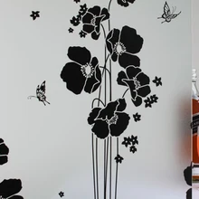 Белый черный цветок бабочки электростатического цепляться без клея стеклянная дверь ванной пленка на окно пленка для уединенности 60x300 см