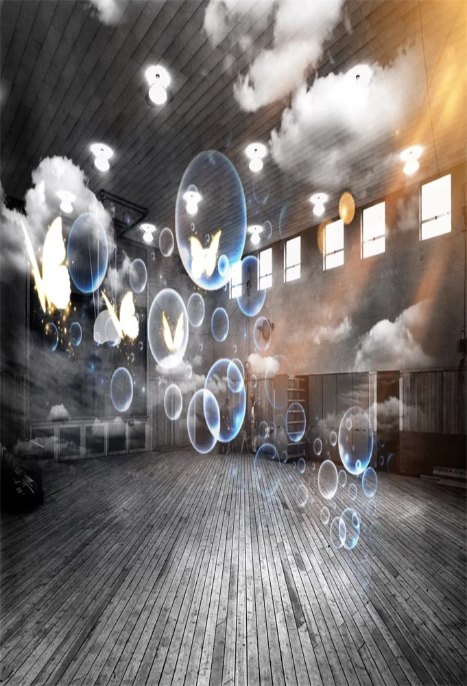 

Laeacco Dreamy Wooden House Bubble Cloud Scene Abstract Photographic Background Customized Photography Backdrop For Photo Studio