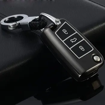 

Zinc Alloy+Leather Key Case Cover For VW Polo Golf 7 Tiguan For Skoda Octavia Kodiaq Karoq For SEAT Ateca Leon Ibiza 2015