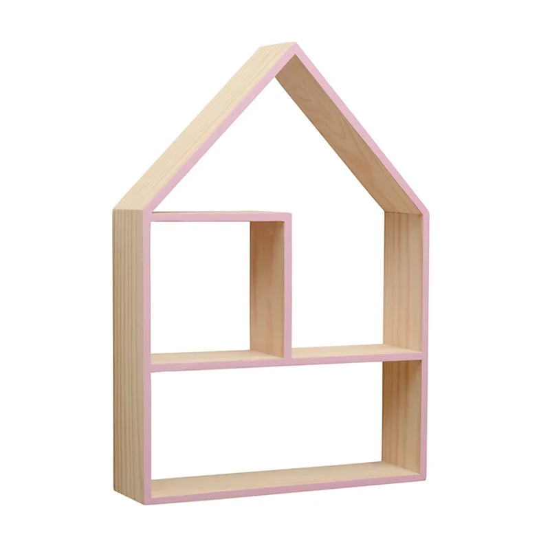  Ledge Wall Hanging Decoration House Shape Storage Rack Organizer for Living Room Kitchen Office Wal - 33015180626