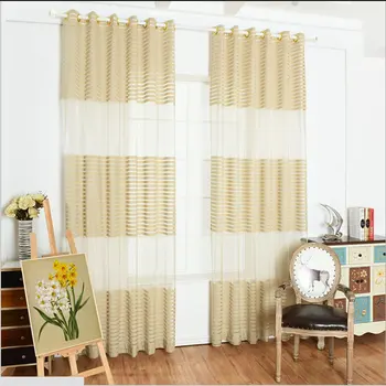 

Living room striped tulle curtains bedroom curtains modern tulle curtains fabric curtains can be custom sizes