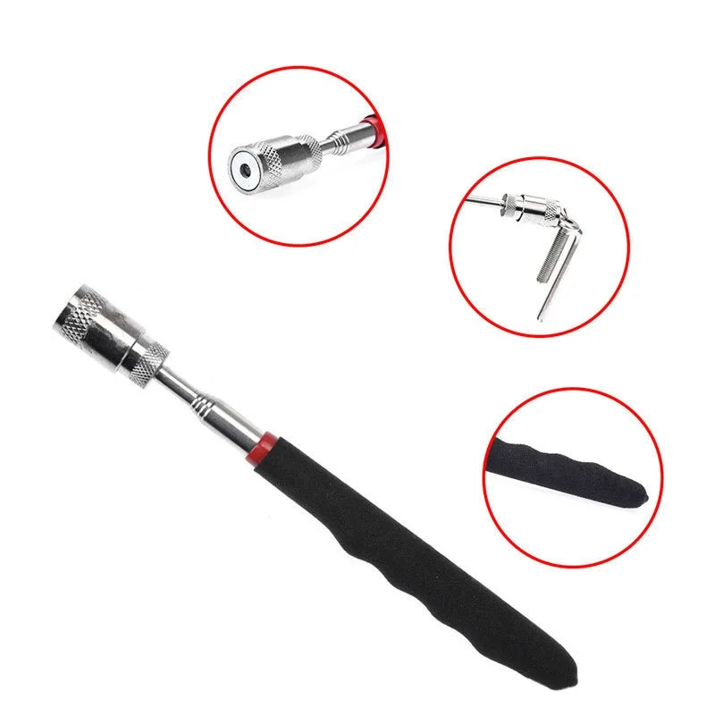 

Car Strong Magnetic Picker With LED Light And Comfort Grip Rubber Handle Telescopic Extension Rod Automobile Metal
