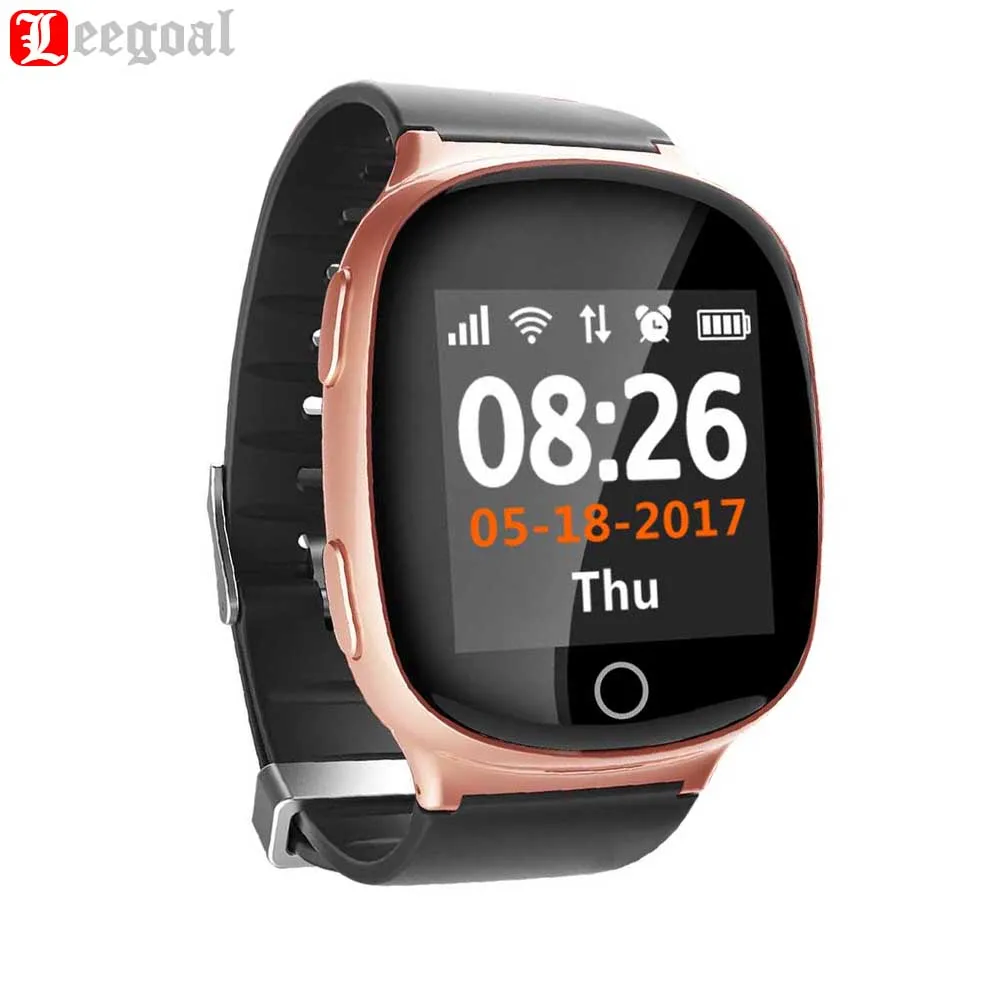 

Fashion D100 Smart Watch Elderly Heart Rate Monitor SOS Fall-down Alarm Function Touch Screen GPS LBS WIFI Positioning For Phone