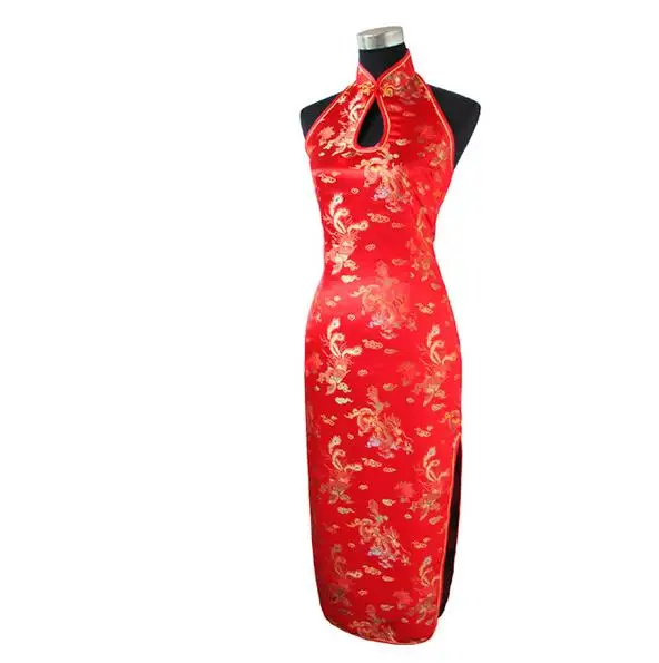 Chinese Dress Backless Halter Cheongsam Qipao Costume S M L XL XXL XXXL WC025